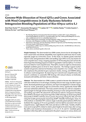 Genome-wide dissection of novel QTLs and genes associated with weed competitiveness in early-backcross selective introgression-breeding populations of rice (<em>Oryza sativa</em> L.)